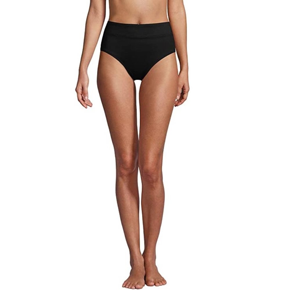 NWOT Lands' End Women's High Waisted Bikini Bottoms Black Size 2T Tall $50 4C31